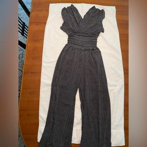 Max Studio black smocked-waist jumpsuit,size S